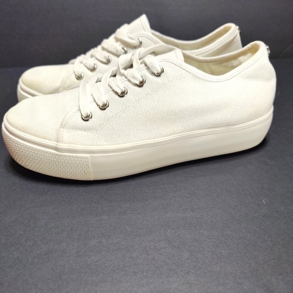 Steve Madden Elore Off White Light Tan Lace Up Platform Sneaker Women's Shoe 9M - Picture 1 of 11